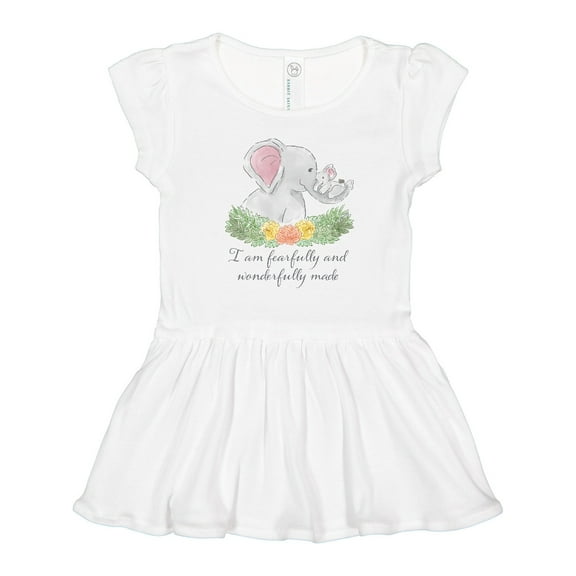 Inktastic I Am Fearfully and Wonderfully Made Cute Elephants Girls Toddler Dress