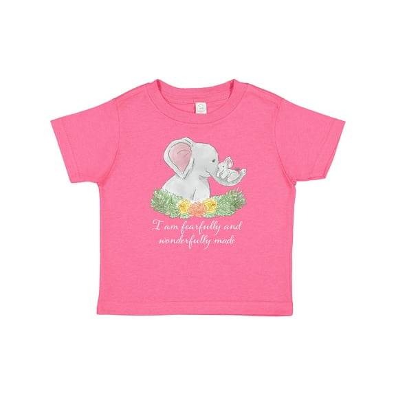 Inktastic I Am Fearfully and Wonderfully Made Elephants and Flowers Boys or Girls Baby T-Shirt