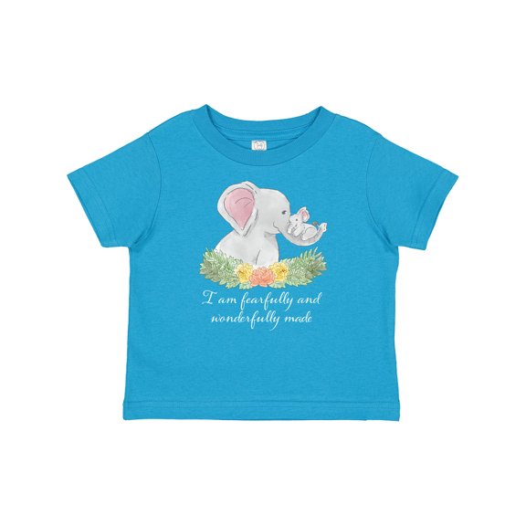 Inktastic I Am Fearfully and Wonderfully Made Elephants and Flowers Boys or Girls Baby T-Shirt