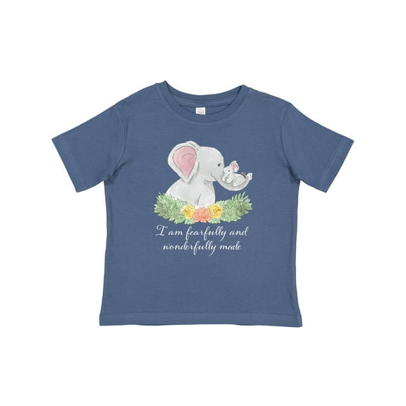 Inktastic I Am Fearfully and Wonderfully Made Elephants and Flowers Boys or Girls Baby T-Shirt