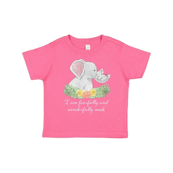 Inktastic I Am Fearfully and Wonderfully Made Elephants and Flowers Boys or Girls Toddler T-Shirt