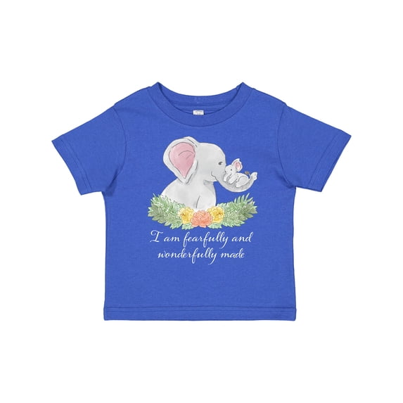 Inktastic I Am Fearfully and Wonderfully Made Elephants and Flowers Boys or Girls Toddler T-Shirt