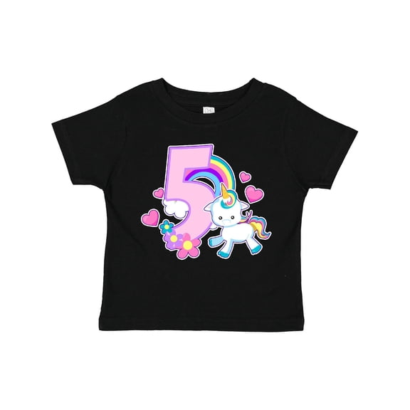Inktastic I Am Five Years Old with Unicorn and Hearts Girls Toddler T-Shirt