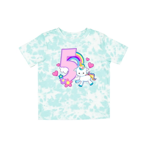 Inktastic I Am Five Years Old with Unicorn and Hearts Girls Toddler T-Shirt