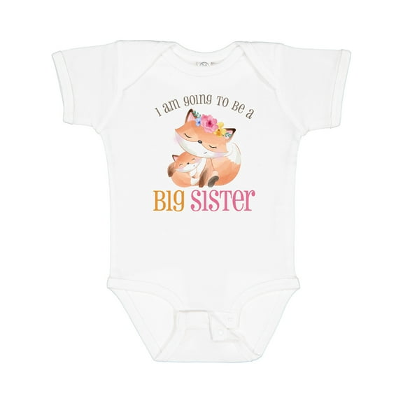 Inktastic I Am Going to Be a Big Sister Floral Fox Girls Baby Bodysuit