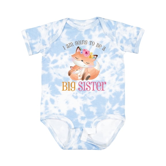 Inktastic I Am Going to Be a Big Sister Floral Fox Girls Baby Bodysuit