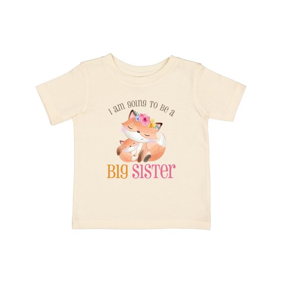 Inktastic I Am Going to Be a Big Sister - Floral Fox Girls Baby T-Shirt