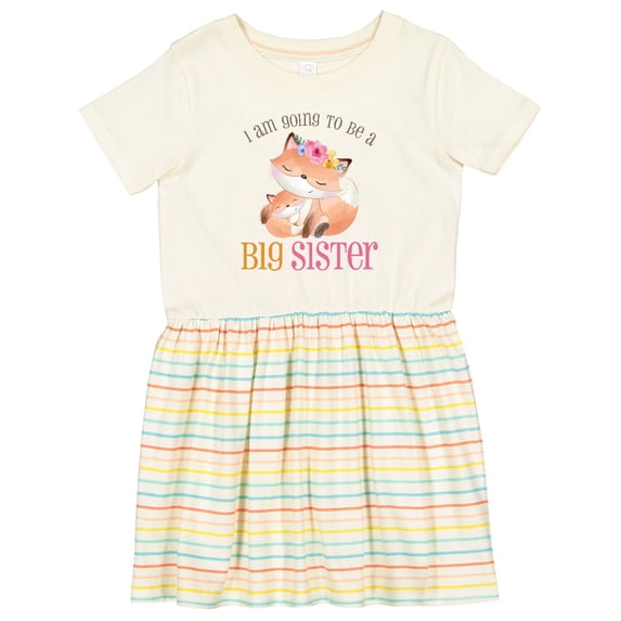 Inktastic I Am Going to Be a Big Sister Floral Fox Girls Toddler Dress
