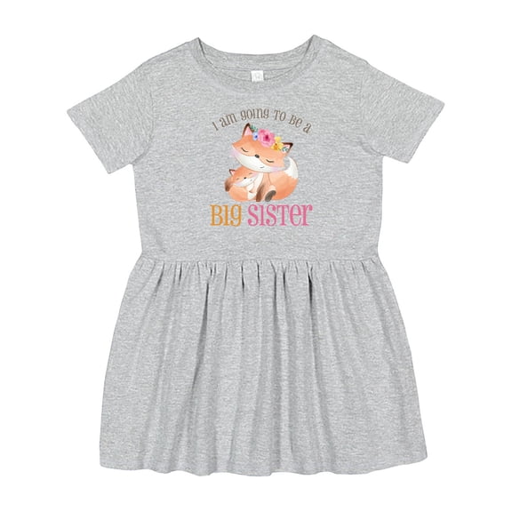 Inktastic I Am Going to Be a Big Sister Floral Fox Girls Toddler Dress
