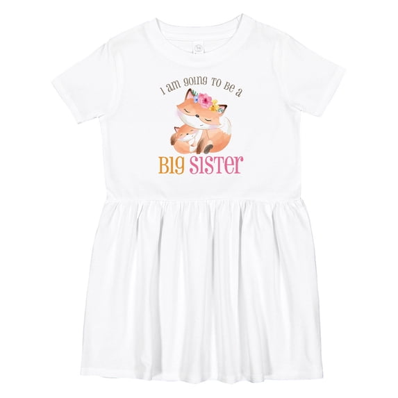Inktastic I Am Going to Be a Big Sister Floral Fox Girls Toddler Dress