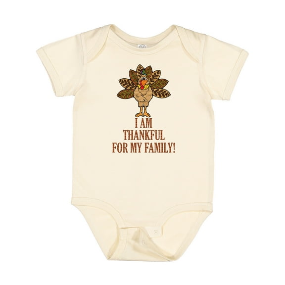 Inktastic I Am Thankful for My Family Turkey Thanksgiving Boys or Girls Baby Bodysuit