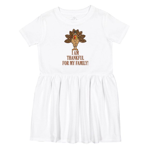 Inktastic I Am Thankful for My Family Turkey Thanksgiving Girls Toddler Dress
