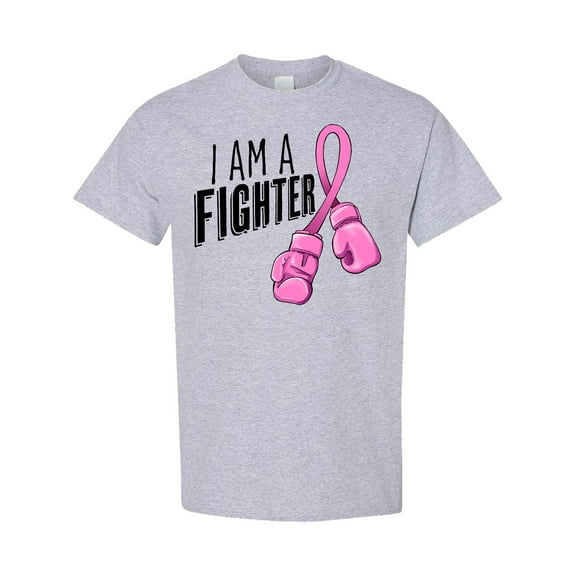Inktastic I Am a Fighter Breast Cancer Awareness with Boxing Gloves T-Shirt