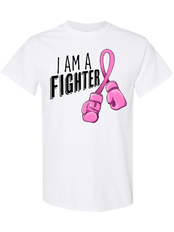 I Am a Fighter Breast Cancer Awareness with Boxing Gloves T-Shirt