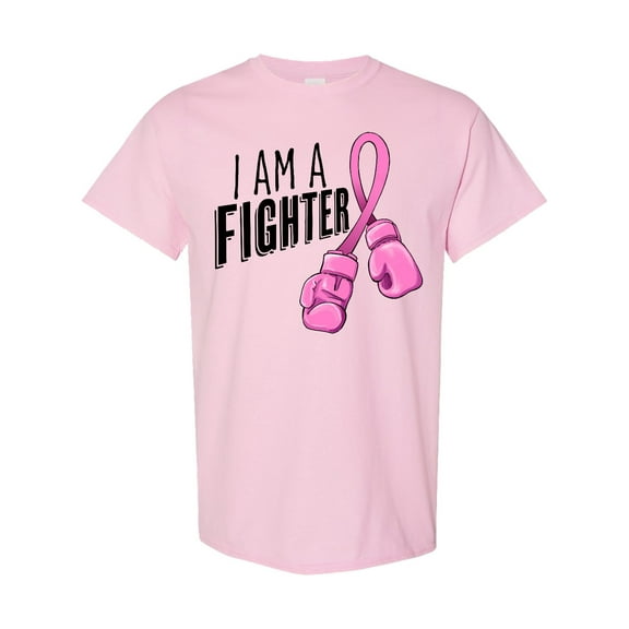Inktastic I Am a Fighter Breast Cancer Awareness with Boxing Gloves T-Shirt