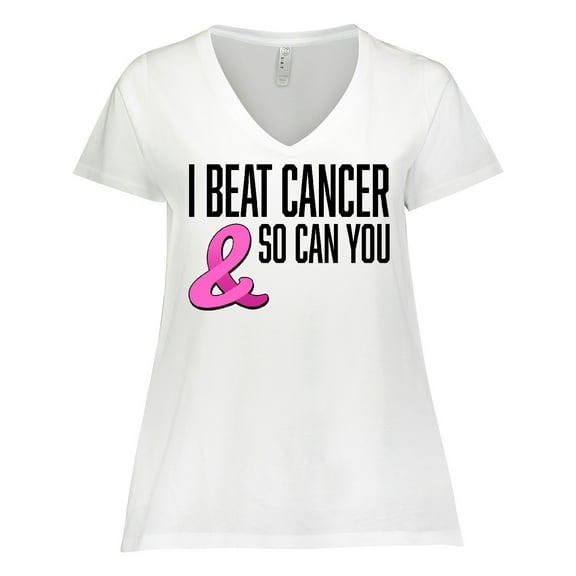 Inktastic I Beat Cancer and So Can You Women's Plus Size V-Neck T-Shirt