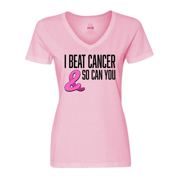 Inktastic I Beat Cancer and So Can You Women's V-Neck T-Shirt