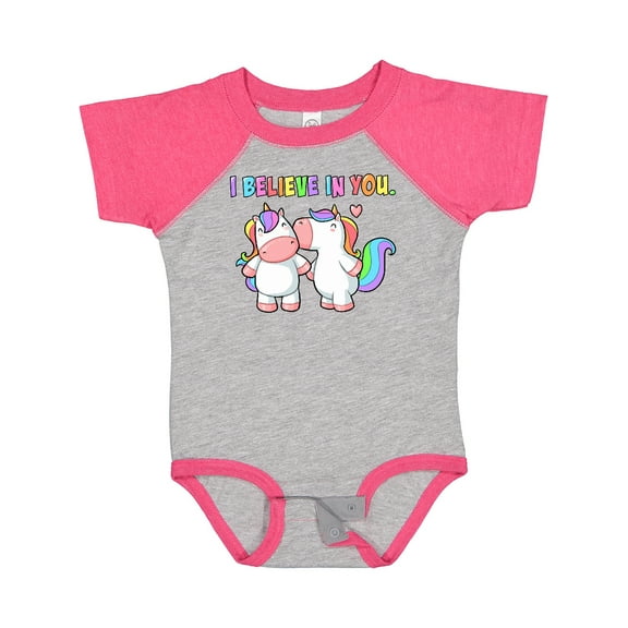 Inktastic I Believe in You Cute Rainbow Unicorns Boys or Girls Baby Bodysuit