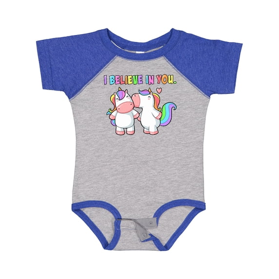 Inktastic I Believe in You Cute Rainbow Unicorns Boys or Girls Baby Bodysuit