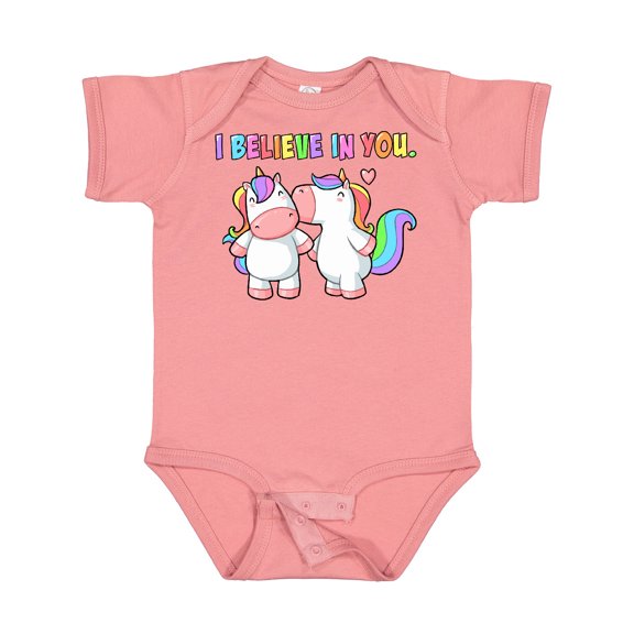 Inktastic I Believe in You Cute Rainbow Unicorns Boys or Girls Baby Bodysuit