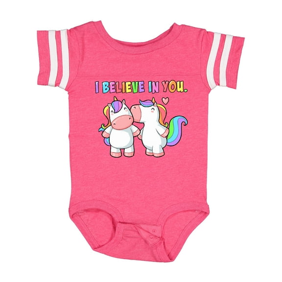 Inktastic I Believe in You Cute Rainbow Unicorns Boys or Girls Baby Bodysuit