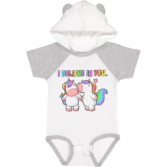 Inktastic I Believe in You Cute Rainbow Unicorns Boys or Girls Baby Bodysuit