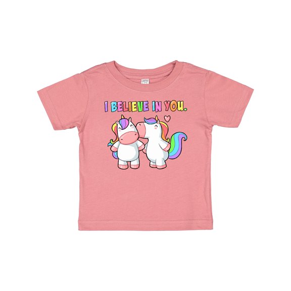 Inktastic I Believe in You Cute Rainbow Unicorns Boys or Girls Baby T-Shirt