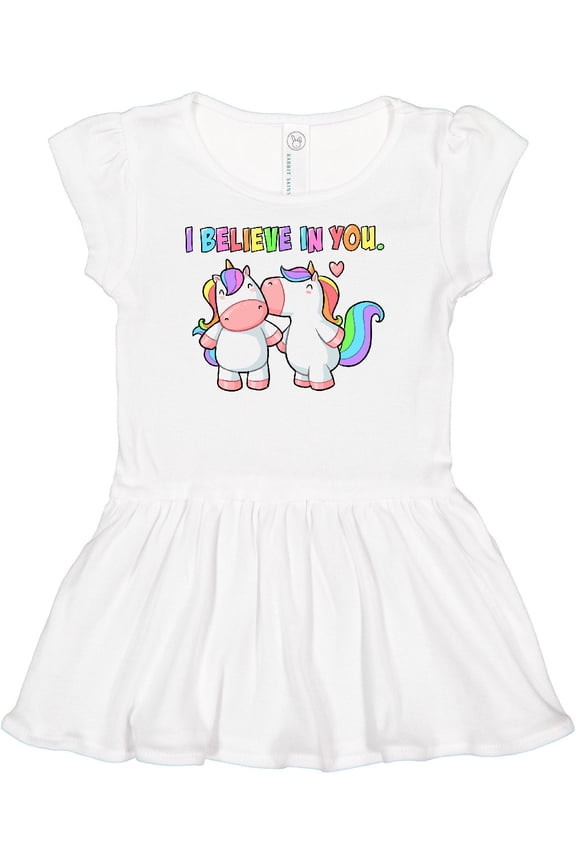 I Believe in You Cute Rainbow Unicorns Girls Baby Dress