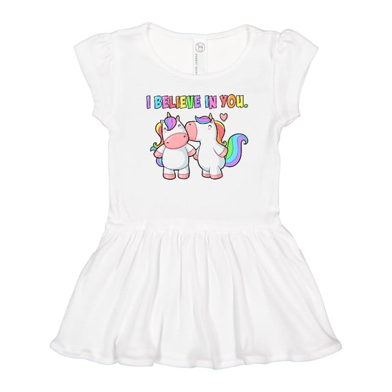 Inktastic I Believe in You Cute Rainbow Unicorns Girls Toddler Dress
