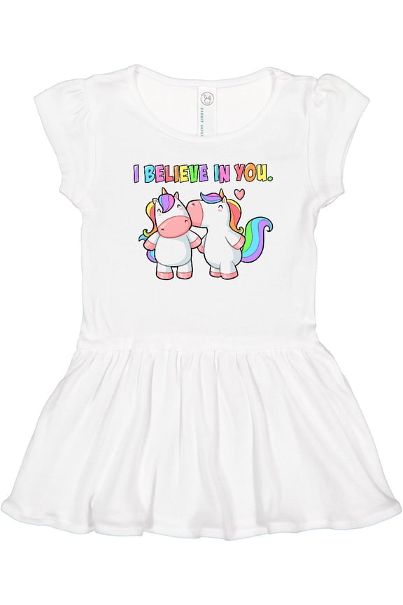 I Believe in You Cute Rainbow Unicorns Girls Toddler Dress