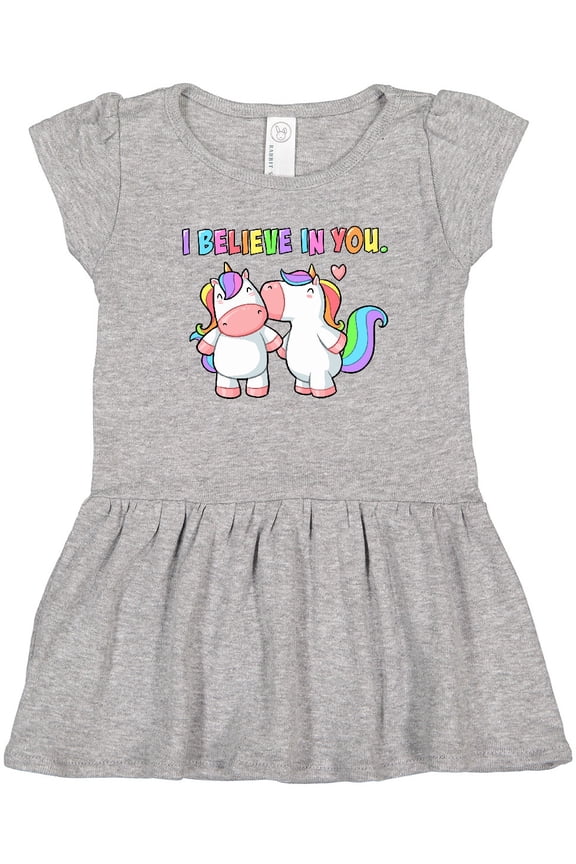 I Believe in You Cute Rainbow Unicorns Girls Toddler Dress