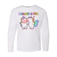 thumbnail image 1 of Inktastic I Believe in You Cute Rainbow Unicorns Long Sleeve Youth T-Shirt, 1 of 5