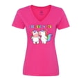thumbnail image 1 of Inktastic I Believe in You Cute Rainbow Unicorns Women's V-Neck T-Shirt, 1 of 5