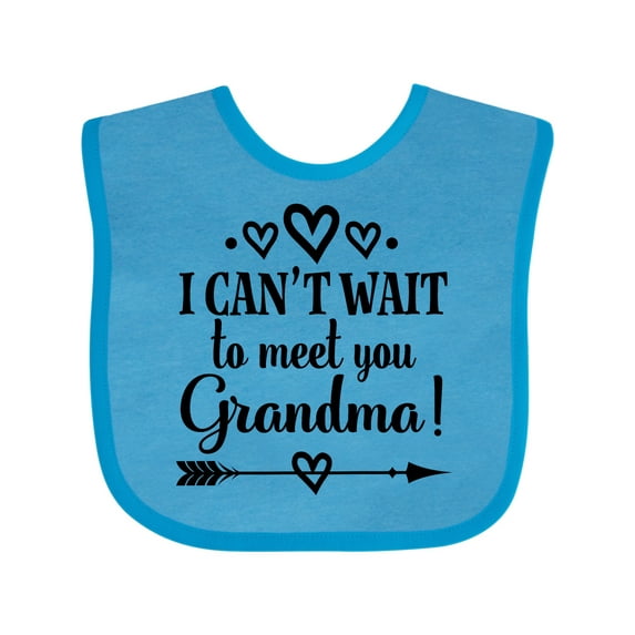 Inktastic I Can't Wait to Meet You Grandma Baby Announcement Boys or Girls Baby Bib