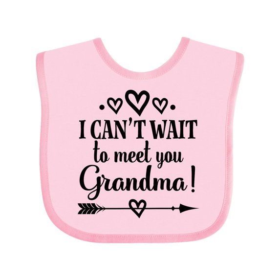 Inktastic I Can't Wait to Meet You Grandma Baby Announcement Boys or Girls Baby Bib