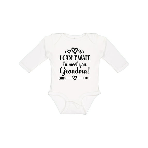 Inktastic I Can't Wait to Meet You Grandma Baby Announcement Boys or Girls Long Sleeve Baby Bodysuit