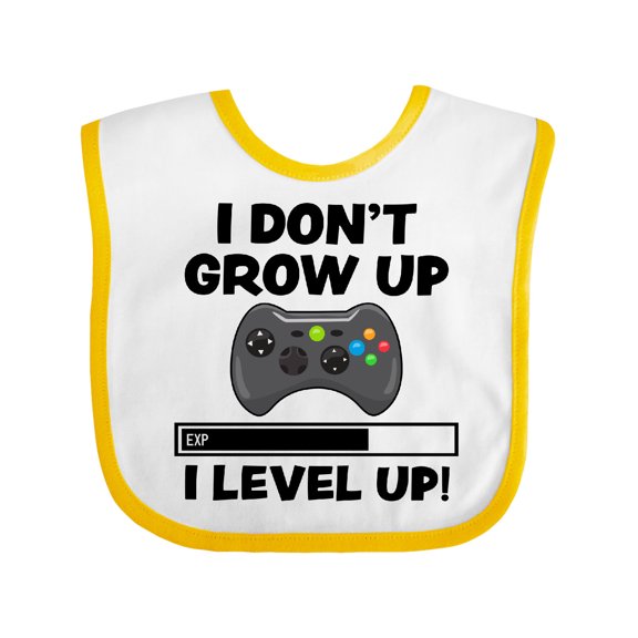 Inktastic I Dont Grow Up I Level Up with Game Controller Black Boys or Girls Baby Bib