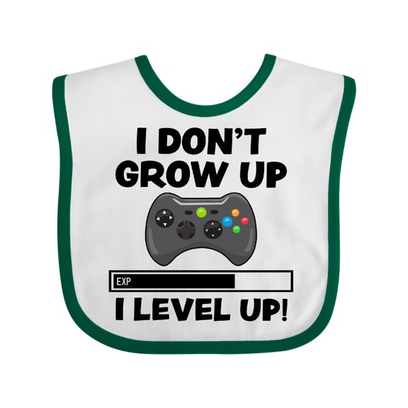 Inktastic I Dont Grow Up I Level Up with Game Controller Black Boys or Girls Baby Bib