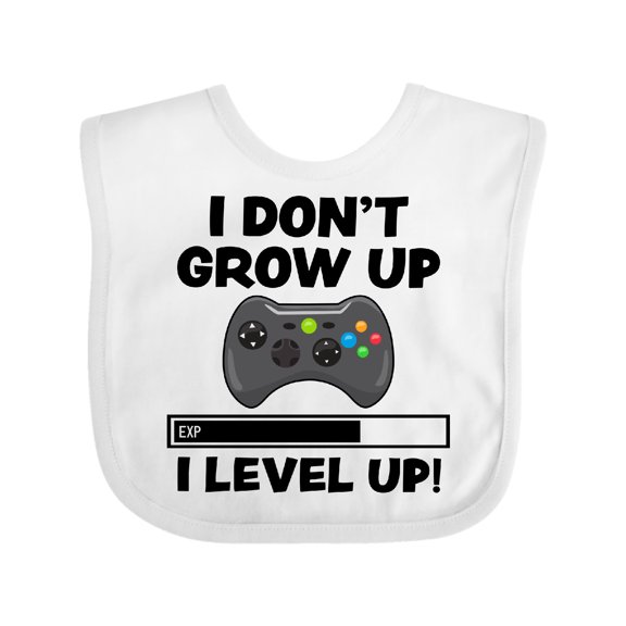 Inktastic I Dont Grow Up I Level Up with Game Controller Black Boys or Girls Baby Bib
