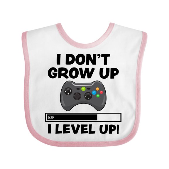 Inktastic I Dont Grow Up I Level Up with Game Controller Black Boys or Girls Baby Bib
