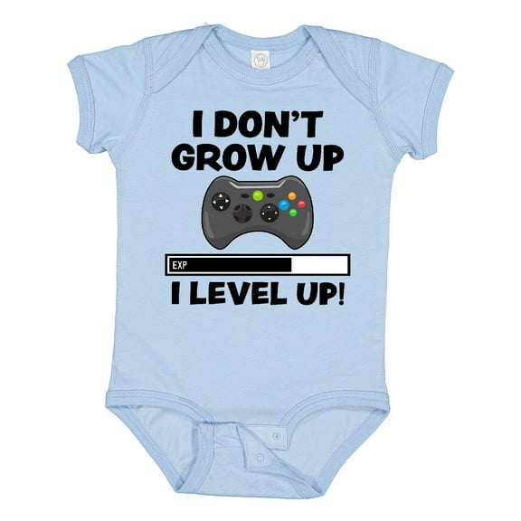 Inktastic I Dont Grow Up I Level Up with Game Controller Black Boys or Girls Baby Bodysuit