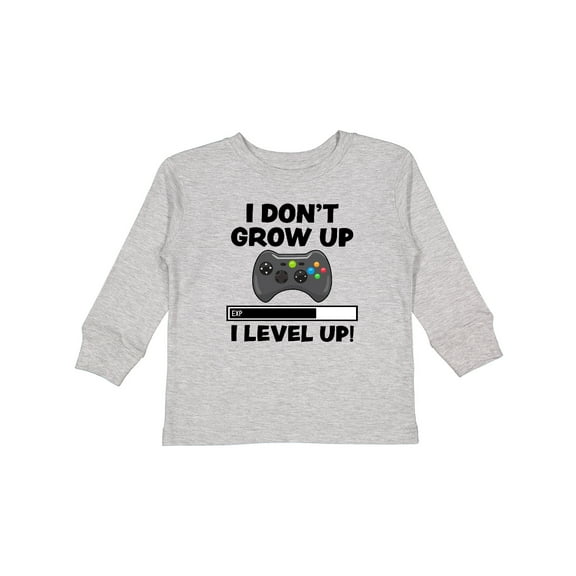 Inktastic I Dont Grow Up I Level Up with Game Controller Black Boys or Girls Long Sleeve Toddler T-Shirt