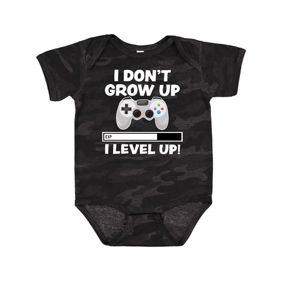 Inktastic I Dont Grow Up I Level Up with Game Controller White Boys or Girls Baby Bodysuit