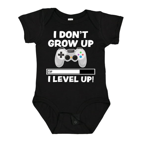 Inktastic I Dont Grow Up I Level Up with Game Controller White Boys or Girls Baby Bodysuit