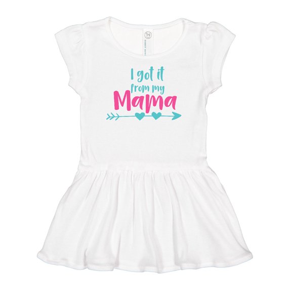 Inktastic I Got It From My Mama, Arrow, Hearts - Blue Pink Girls Baby Dress