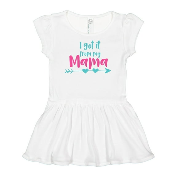 Inktastic I Got It From My Mama, Arrow, Hearts - Blue Pink Girls Baby Dress