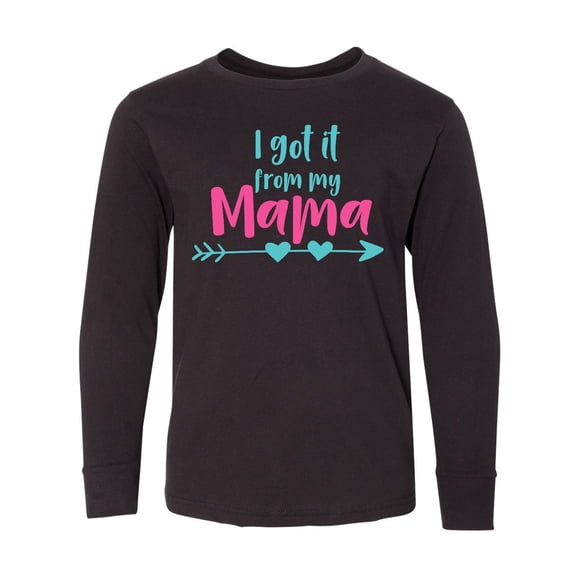 Inktastic I Got It From My Mama, Arrow, Hearts - Blue Pink Long Sleeve Youth T-Shirt