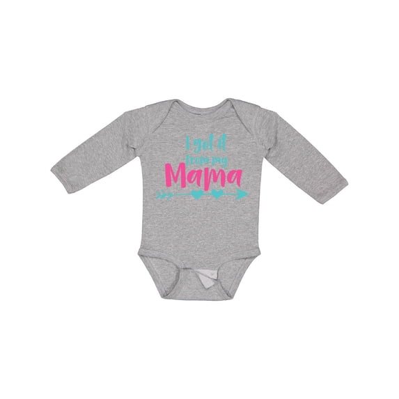 Inktastic I Got It from My Mama, Mom, Mother, Arrow, Hearts Boys or Girls Long Sleeve Baby Bodysuit