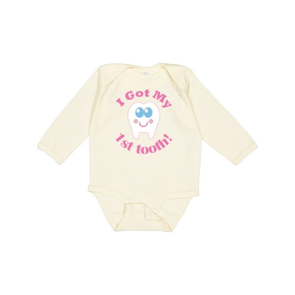 Inktastic I Got My 1st Tooth Girls Long Sleeve Baby Bodysuit