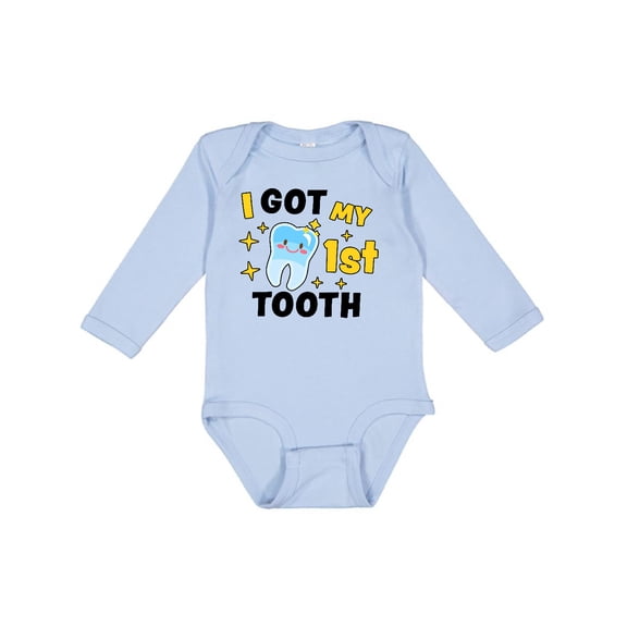 Inktastic I Got My 1st Tooth with Cute Tooth Baby Boys or Girls Long Sleeve Baby Bodysuit